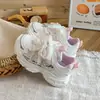 Tênis dad shoes para meninas 2026 novo modelo com laço de pérola, strass brilhantes, sola grossa macia, respirável, fecho de velcro, antiderrapante, versátil e moderno