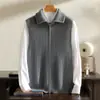 Colete Masculino 100% Caxemira Gola Alta Suéter de Caxemira Suéter Engrossado Cardigan Colete Tricô Puro Caxemira Jaqueta Masculina