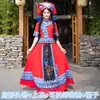 Traje Novo Zhuang Minoritário Traje de Performance Zhuang de Guangxi Traje de Performance de Dança para Adultos Miao de Março