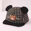 Chapéu infantil estilo chinês Ins Fashion Baby Soft Rim Boné de beisebol Desenho animado Xadrez Urso Cub Boné de bebê