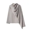 Comércio Exterior Transfronteiriço Estilo Europeu e Americano Design de Nicho Moda Simples Versátil Xale Blusa Top de Cetim 1305167