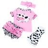 Atacado do Fabricante Roupas para Bonecas Reborn 18-23 polegadas Simulação de Bebê Camiseta de Manga Curta Cartoon Vaca Calça PP Conjunto de 4 Peças