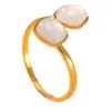 Joyería de Acero de Titanio de Venta Caliente Transfronteriza, Anillo Abierto Geométrico Ultra Fino de Piedra Natural, Anillo Sencillo y de Moda de Acero Inoxidable para Parejas