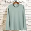 Camiseta de Manga Larga Pesada 180g Color Sólido Interior Casual Personalizada Algodón Camisa Cultural Cuello Redondo Otoño Holgada Camiseta Básica