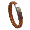 Pulseira de Couro de Aço Inoxidável Mais Vendida Transfronteiriça, Joia Masculina Trançada Retrô, Pulseira de Aço Titânio Imitação de Couro de Vaca