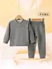 Pijama térmico para niños para otoño e invierno, conjunto de ropa interior térmica sin costuras de lana y seda para niños y niñas, conjunto de ropa interior engrosada