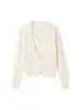 Suéter de Punto Yinhe Blanco Crudo con Cuello en V Falso Dos Piezas para Mujer, Cárdigan Suelto Suave y Casual para Principios de Otoño