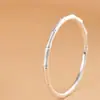 Ciervo Dorado Rey Plata Pura 999 Plata Lisa Nudo de Bambú Redondo Sólido Textura Mate Cerrado Pulsera Fina para Mujer