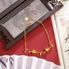 Pulseira de Ouro de Areia do Vietnã Leve Luxo Flor Oca Cravejada de Diamantes Pingente de Borla Contas Redondas Pulseira Feminina Elegante Joia de Longa Duração Sem Descoloração