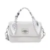Bolsa Quadrada Pequena Retro de Luxo Flor Escura Bolsa Feminina Moda Nova Outono e Inverno 2025 Bolsa para o Dia a Dia Design de Fita Bolsa de Ombro