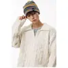 Suéter Retro Americano de Punto Trenzado Verde para Hombre y Mujer, Marca de Moda Otoño e Invierno, Estilo Holgado y Relajado, Chaqueta de Punto para Parejas