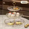 Prato de Frutas de Plástico de Grau Alimentício Leve de Luxo Transfronteiriço para Sala de Estar e Uso Doméstico, Tigela de Salada de Alta Estética, Bandeja de Exibição de Doces e Lanches