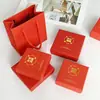 Caixa de armazenamento de joias para casamento de Ano Novo, conjunto de caixas para colar e brincos com estampa em folha de ouro, caixa de presente, caixa deslizante, caixa de embalagem para joias