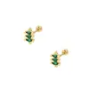 Pendientes de Acero de Titanio Diamante Verde Zeming, Estilo de Nicho de Gama Alta, Circonita Chapada al Vacío en Oro, Pendientes Elegantes de Estilo Fragante