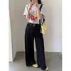 Em estoque, design originalCamiseta feminina leve de manga curta para o verão, artística, casual, corte solto