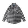 Camisa de manga comprida estilo japonês da marca da moda estilo Chanel, camisa masculina de lã solta e retrô xadrez, camisa grossa e rústica, jaqueta bonita