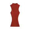 Ropa exterior de punto sin mangas de estilo coreano minimalista de alta gama, cuello alto ajustado, para mujer, con un estilo de chica popular.