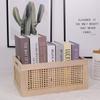 Cesta de Almacenamiento Tejida de Bambú Estilo Japonés Caja de Almacenamiento de Madera para Cosméticos de Escritorio Organizador de Libros Tejido a Mano Cesta de Almacenamiento para Artículos Varios