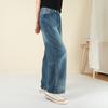Cintura Alta, Solto, Perna Larga, Cores Contrastantes para Primavera, Verão e Outono, Peça de Roupa Exterior Slim e Artística, Calça Jeans Casual de Perna Reta para Mulheres, Versátil