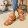 Chinelo de salto grosso transfronteiriço europeu e americano atacado europeu e americano tamanho grande sola grossa nova moda casual verão salto alto atacado tamanho grande
