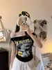 5152 # Estilo Nuevo de Verano Estilo Puro Deseo Estampado de Letras Camiseta Corta Ajustada Top de Una Pieza para Mujer con Copas