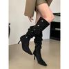 Botas Western 2025, Um Sapato, Três Formas de Usar, Bico Fino, Saltos Agulha, Botas Over-The-Knee, Botas Femininas de Couro Macio e Camurça para Outono