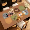 Tapete de Mesa de Couro Estilo Cartoon Retrô Impermeável à Prova de Óleo Toalha de Mesa Sem Lavagem Toque de Alto Padrão Mesa de Centro Desktop Tapete Protetor Anti-Escaldamento