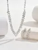 Suministro Transfronterizo Cadena Sencilla de Lujo Ligero para Clavícula Cadena Exquisita de Garras Zircón Marquise Pedrería Cristal Pendientes Conjunto de Collar