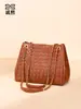 Bolso bandolera de paracaídas de alta costura tejido para mujer, bolso de hombro de moda vintage, bolso de mano tipo cubo con cadena