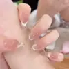 [Nude] Unhas Usáveis Cat-Eye na Ponta dos Dedos na Cor Nude, Nova Manicure, Design de Luxo Acessível, Clareamento (Nenhuma caixa)