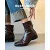 Nueva colección de otoño para mujer: Botines que realzan la altura con textura de piel, elegantes botines de estilo francés con un diseño retro de ajuste ceñido