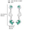 Pendientes Largos de Cristal con Diseño de Flor de Hielo Azul y Verde Pendientes de Zirconia de Alta Gama Sentido de Lujo Pendientes de Moda Nuevos Otoño e Invierno Pendientes Versátiles para Mujer