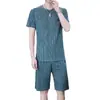 Traje Clásico Sencillo Holgado Transpirable de Manga Corta para Hombre Joven de Verano, Conjunto de Dos Piezas Delgado con Letras Fresco de Cuello Redondo