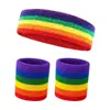 Diadema deportiva de arcoíris para correr al aire libre, fitness, deportes, banda para el sudor de toalla, yoga, pañuelo para la cabeza de baloncesto, cinta para el pelo
