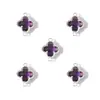 Colgante Geométrico de Trébol de Cuatro Hojas Doble Colgante Colorido con Pedrería Accesorios para Joyería DIY Pendiente Pulsera W502