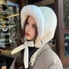 Gorro de Felpa de Algodón Plumón para Mujer Otoño e Invierno Pasamontañas Circunferencia de Cabeza Grande Engrosado Cálido Protección para los Oídos Gorro Lei Feng
