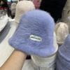 Internet Celebridade Ins Estilo Coelho Cabelo Malha Chapéu de Balde Feminino Outono e Inverno Moda Coreano-estilo Carta Ferro Padrão Quente Chapéu de Pescador