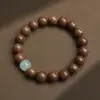 Pulseira de Nicho Madeira de Sândalo Dourada Natural com Contas Rosário Portátil Contas de Rosário Casal Retro Estilo Feminino Fabricante Entrega