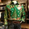 Camisa Grande 2025 Moda Transfronteriza Camisa Navideña de Flores para Hombre Impresión Digital 3D Camisa de Manga Larga Solapa