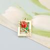 Pendente de liga com pérola incrustada de rosa, joias com óleo pingado, acessórios para brincos DIY, material para artesanato, atacado de fábrica
