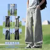 Calça Jeans Masculina Vintage Estilo High Street Americano Nova Tendência Marca Primavera e Verão Calça Longa Solta de Perna Reta para Jovens Homens Verão