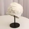 Chapéu Turban Crochê Feito à Mão Estilo Japonês Vazado para Mulheres, Chapéu de Malha Floral Versátil e Fashion com Acabamento em Renda