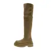 Botas Western Dobráveis de Solado Grosso Tendência Outono/Inverno 2026, Botas Longas Acima do Joelho com Salto Bloco, Botas de Cavaleiro, Botas Femininas da Moda