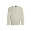Camiseta de manga longa com colarinho meio aberto abotoado, estilo casual solto para primavera e outono, top camiseta gola careca esportiva moda de rua americana INS masculina