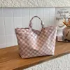 Bolso de Mano Popular Transfronterizo 2026 Nuevo Modelo Transparente Simple de Gran Capacidad Bolso de Mano Retro Cuadros Bolso para Mujer