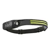 Linterna frontal tipo cob con sensor de movimiento para comercio exterior, Luz para ciclismo de exterior, Luz para correr de noche con carga USB, Luz portátil LED de alto brillo