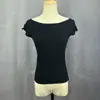 Camiseta de Verano Sexy de Hombros Descubiertos con Mangas Cortas para Mujer, de Punto Cómoda, Delgada y Ajustada, en Color Blanco, Dongdaemun Coreano