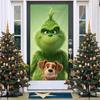 Cubierta de Puerta de Monstruo Peludo Verde Grinch Nuevo Transfronteriza Tela de Fondo Decoración de Atmósfera Cortina de Puerta Navideña Tela Colgante Cubierta de Puerta Tapiz