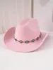 Sombrero de Cadena Turquesa Versátil de Alta Gama Transfronterizo Europeo y Americano, Sombrero Casual Retro de Moda, Sombrero de Vaquero