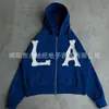 Jaqueta com Zíper Solta Harajuku Moda de Rua Europeia e Americana Transfronteiriça Estilo Hip Hop Moletons Personalizados com Estampa de Letras Tendência